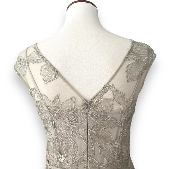 Lauren Ralph Lauren Sliver Sleeveless Floral Mesh Evening Maxi Dress Size 4 NWT - Picture 6 of 14